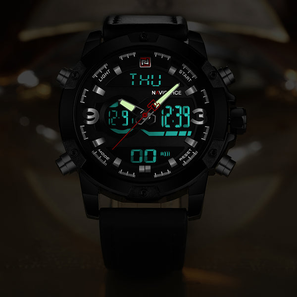 Luxury Brand Men Analog Digital Leather Sports Watches