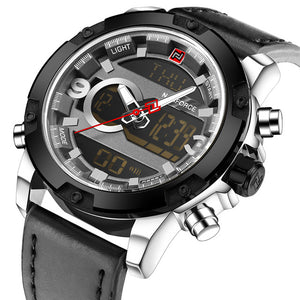 Luxury Brand Men Analog Digital Leather Sports Watches