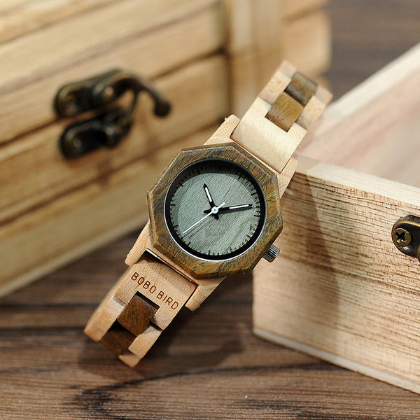 Wristwatches with Wooden Band Female Clock