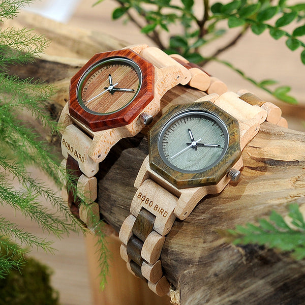 Wristwatches with Wooden Band Female Clock