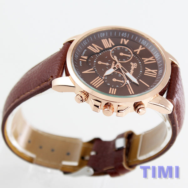 Leather Watch band Men Women quartz wrist watches lovers