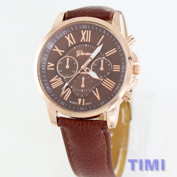 Leather Watch band Men Women quartz wrist watches lovers