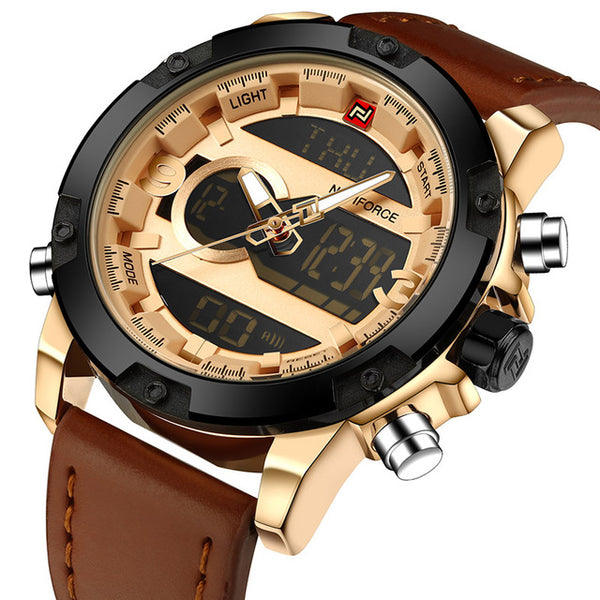 Luxury Brand Men Analog Digital Leather Sports Watches